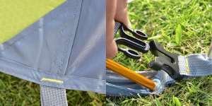 Reinforced stitching at critical points on the 4 season tent