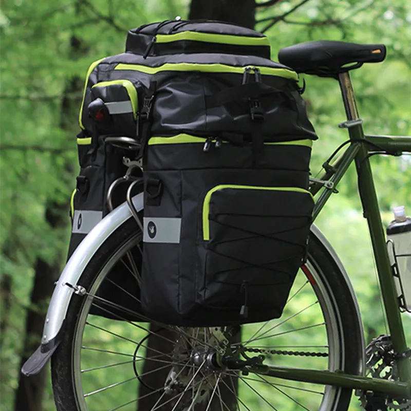 pannier bags on the back of a bike