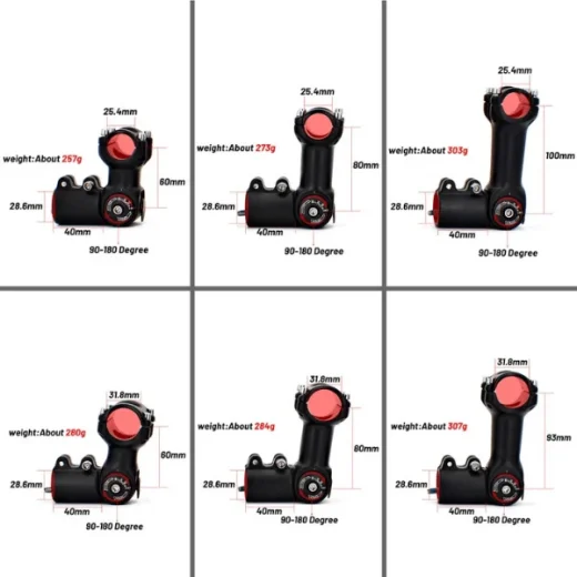 6 adjustable bike stem sizes