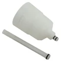 Translucent bike brake bleed funnel with removable stopper and sealing O-rings