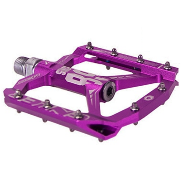 Top view of purple bike pedal