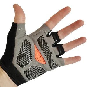 bike glove on left hand palm side up