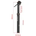 30.9mm dropper post dimension diagram showing 400mm length, 125mm travel and 231mm lower section
