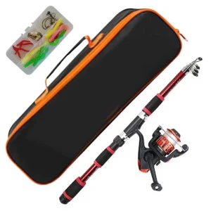 Childrens Fishing Rod Set for Kids Red Combo Pack 1.8m