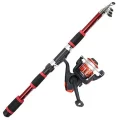 Red Childrens Telescopic Fishing Rod with Spinning Reel 1