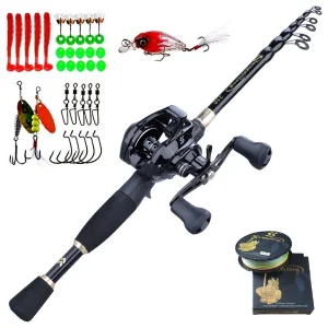 Baitcaster Set Baitcasting Reel and Rod Combo 2.4m