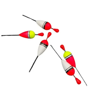 five fishing bobbers