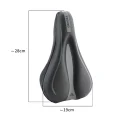 Black gel bike seat cover size guide showing approximate length and width measurements