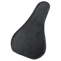 Black gel bike seat cover underside showing anti-slip textured pads and hook-and-loop fastening strap