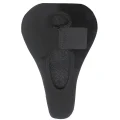 Underside of paddewd bicyxle seat cover showing hook loop attachment strap system