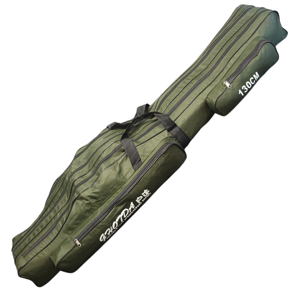 alternative angled view of army green bag for fishing