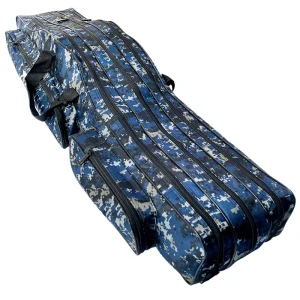 fishing rod storage bag with side pockets for tackle