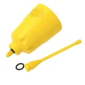 Yellow hydraulic brake bleed funnel with separate stopper and black sealing ring