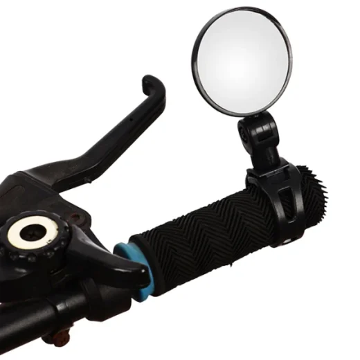 round bike mirror fitted on right side of bike handlebar grip