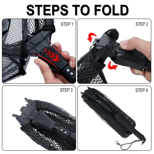 how to fold the foldable rubber coated landing net
