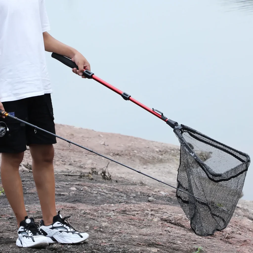 rubber coated retractable landing net for fishing