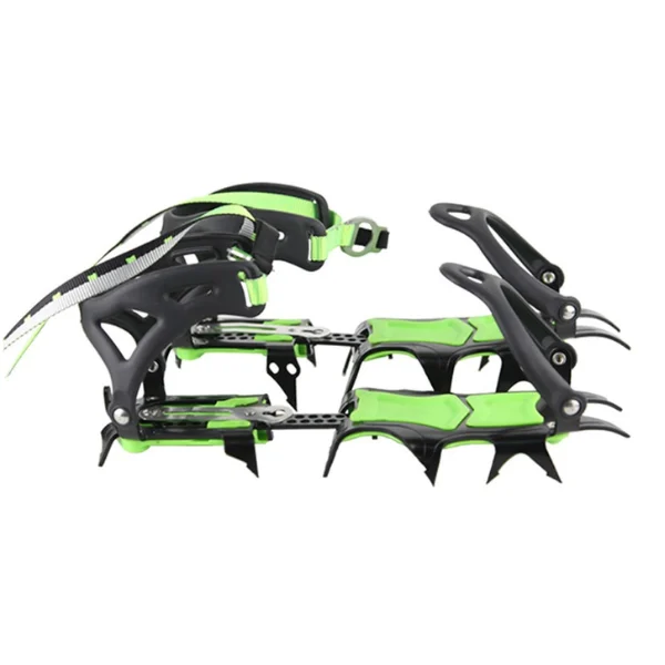 side shot of green crampons