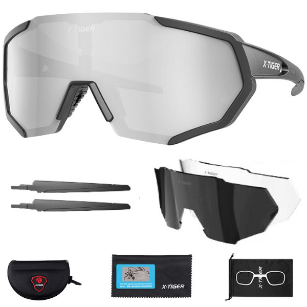 Cycling Sunglasses with 3 Interchangeable Lens and Accessories