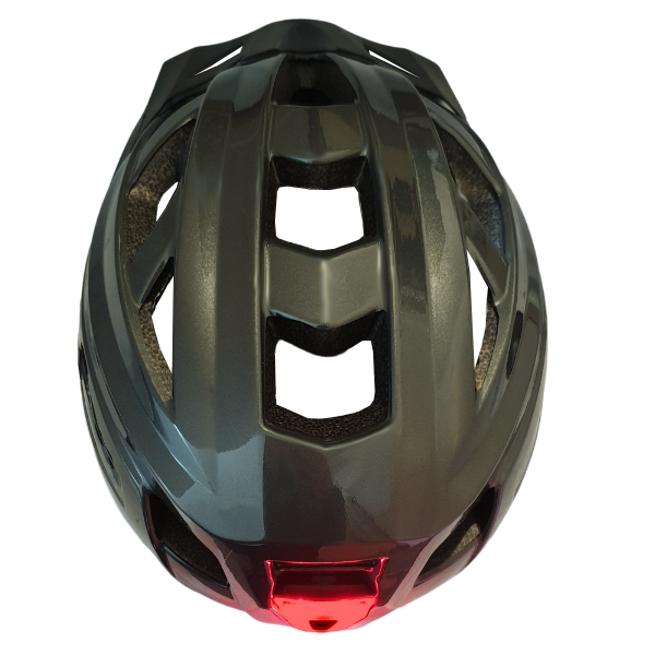 top view of bicycle helmet with rear safety light