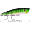 Green with Black Stripes Fishing Popper Lure Length and weight 12 5 grams 93 mm long