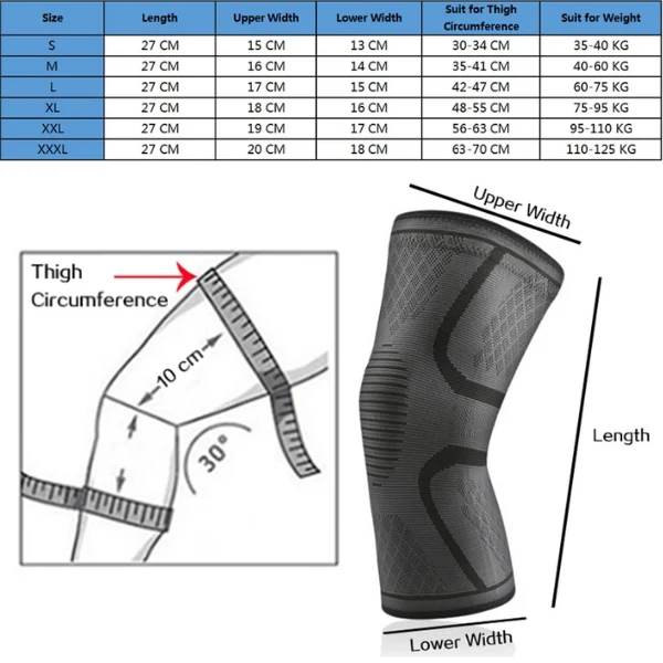 Knee brace size guide