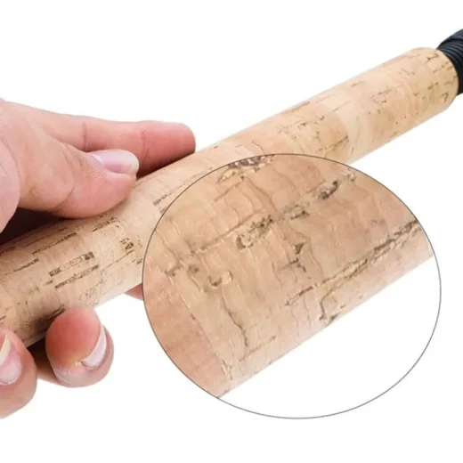 cork handle close up on spinning rod