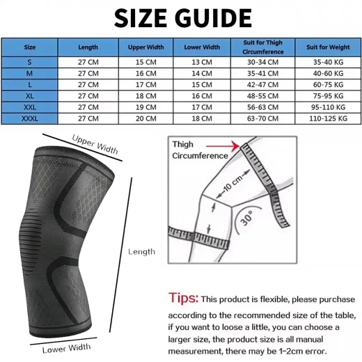 knee compression sleeve size guide