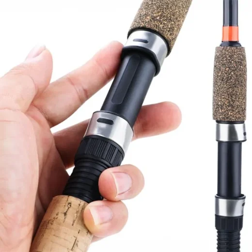 long spinning rod handle and reel seat close up