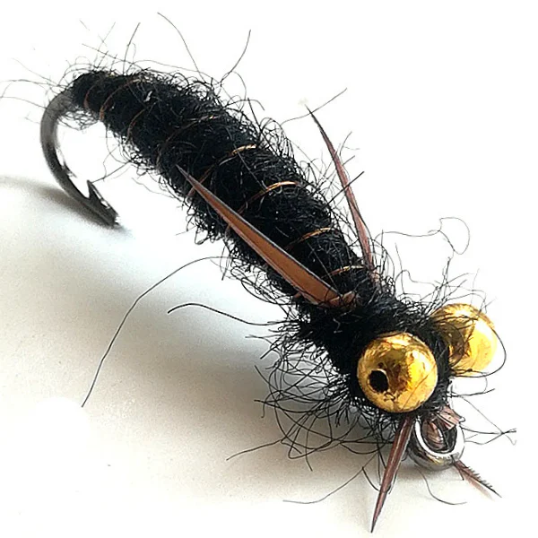 Black trout fishing fly