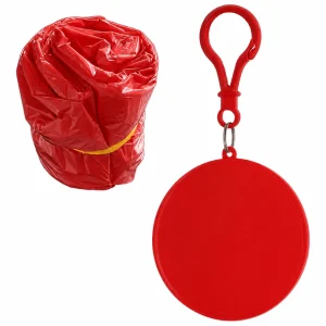 Emergency Rain Poncho with Clip-on Storage Ball 90 x 120cm PVC Red Colour
