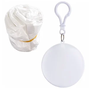 Emergency Rain Poncho with Clip-on Storage Ball 90 x 120cm PVC White Colour