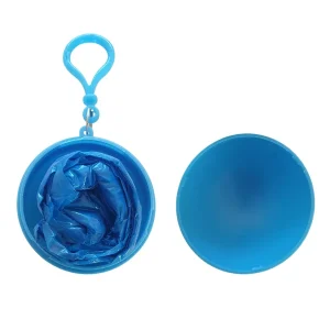 blue clip on ball with rain poncho
