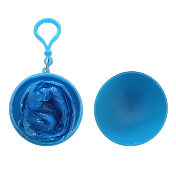 blue clip on ball with rain poncho