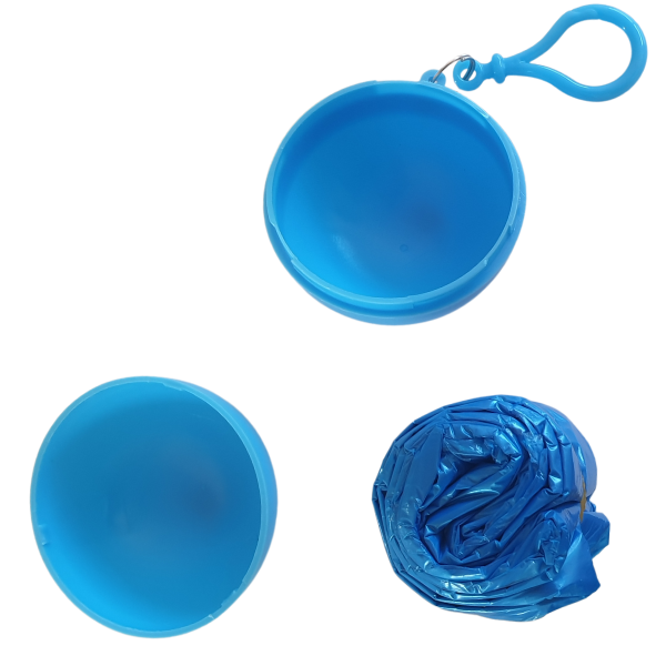 clip on ball with blue emergency poncho