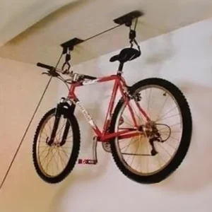 bike hanging from garage ceiling