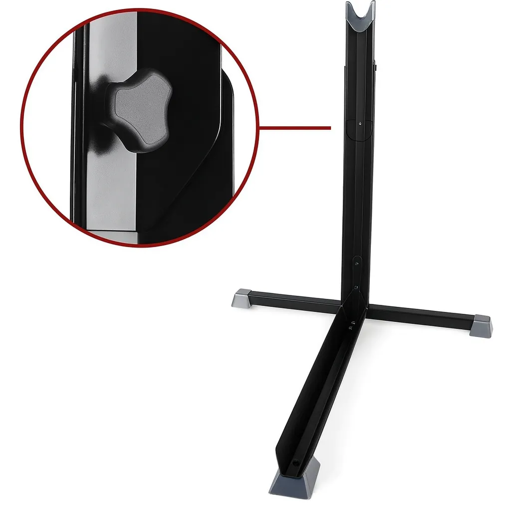 height adjustment knob on bicycle storage stand for garage