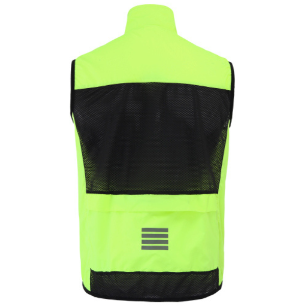 hi vis cycling vest back view with pocket and reflector
