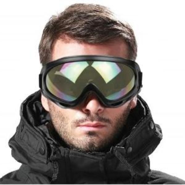 snowboard goggles on model