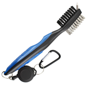 golf club cleaning brush with carabiner clip blue colour