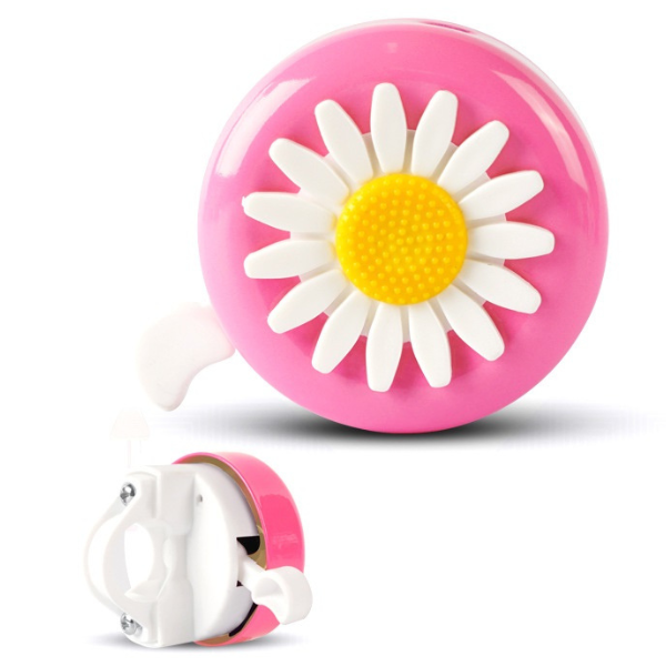 Pink kids bike bell with daISY FLOWER ON TOP
