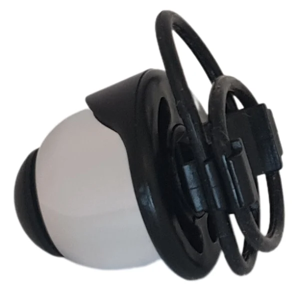 bottom shot of bicyle bell showing strechable rubber mounting system