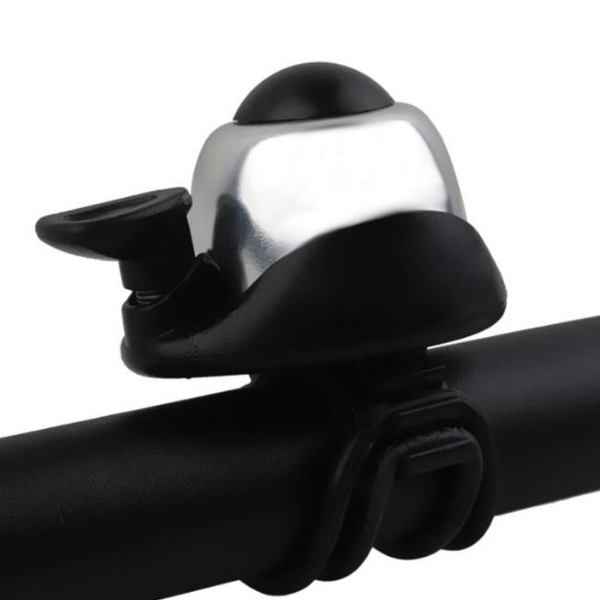 silver and black bike bell