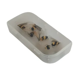 closed box of bee fishing lures
