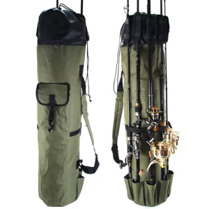 fron and rear view of fishing rod backpack
