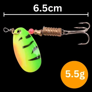Suckerme Lime Strike Spinner Lure 6.5 cm Long 5.5 grams with Treble Barbed Hook