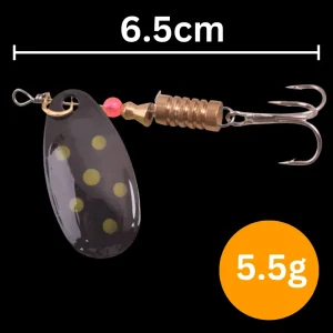 Suckerme Shadow Spotter Spinner Lure 5.5 grams 6.5 cm with Treble Barbed Hook