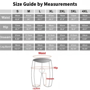 gel padded bike shorts size guide