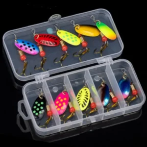 Suckerme Fresh Water Spinning Lures Set with Tacklebox 10 Pack