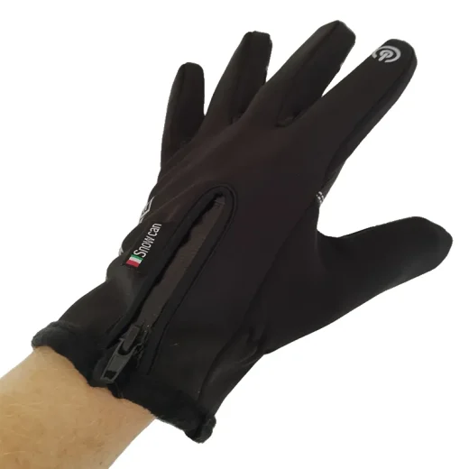 winter glove on left hand top side of glove view