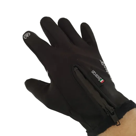 winter glove on right hand top view